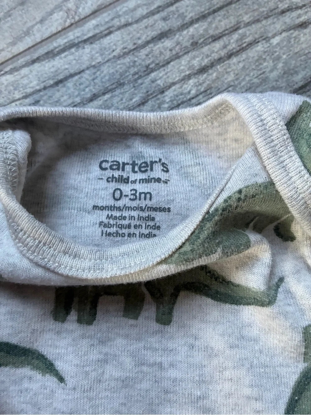 Carter's Dino One-Piece Bodysuit Set - Mustard and Gray with Green Dino Print